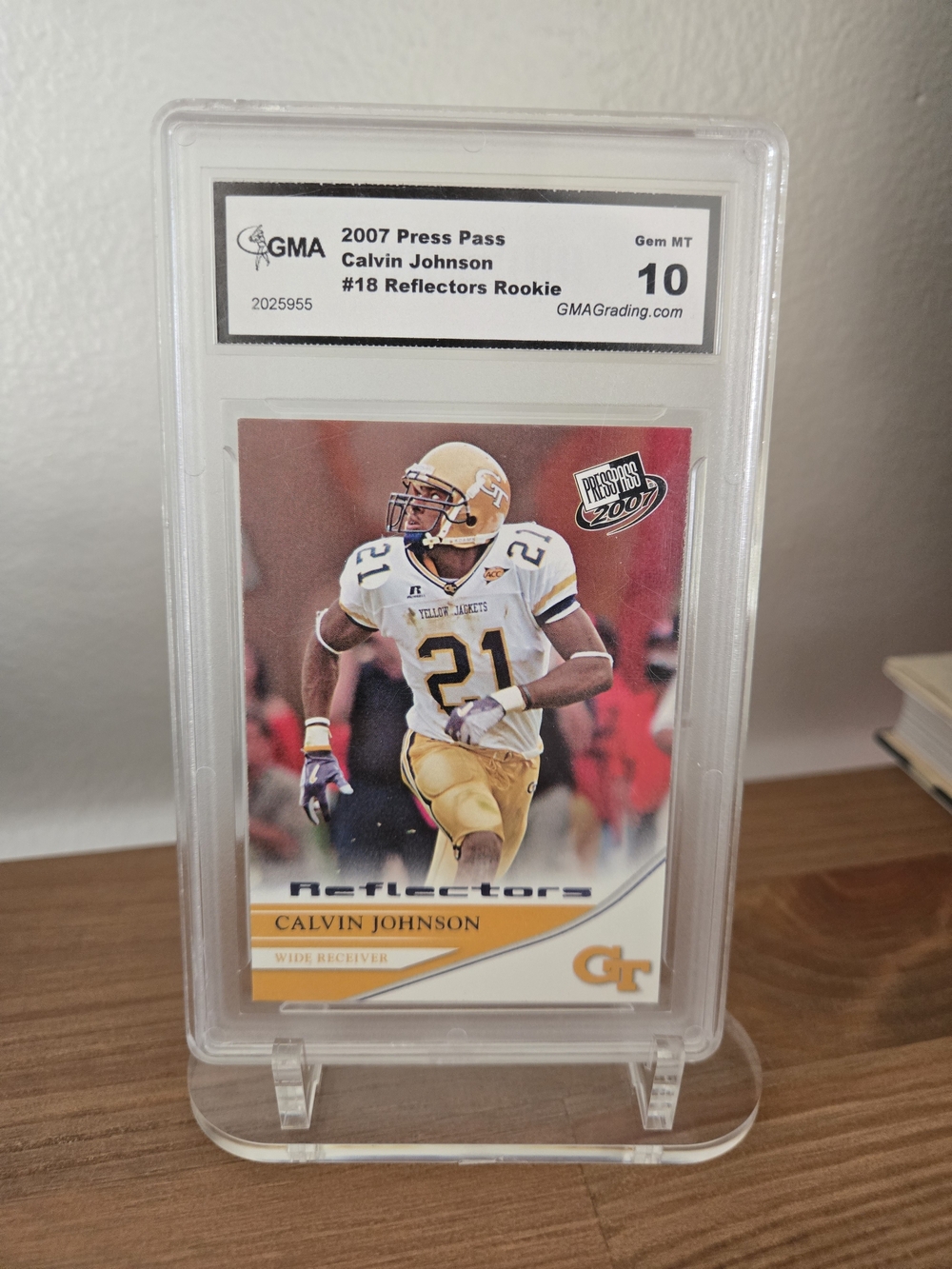 2007 Press Pass Calvin Johnson #18 Reflectors Rookie Graded 10 - White & Gold